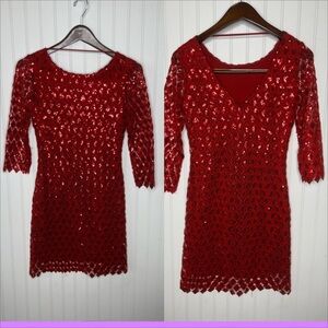 Chelsea & Violet Sequins and Lace Cocktail Dress Size Extra Small